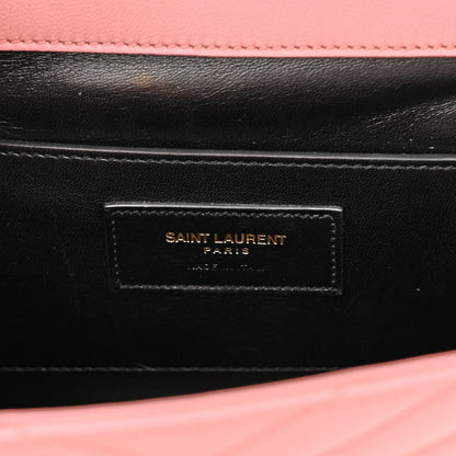 Saint Laurent Smooth Calfskin Matelasse Chevron Large Monogram Satchel Tender Pink 6 of 12