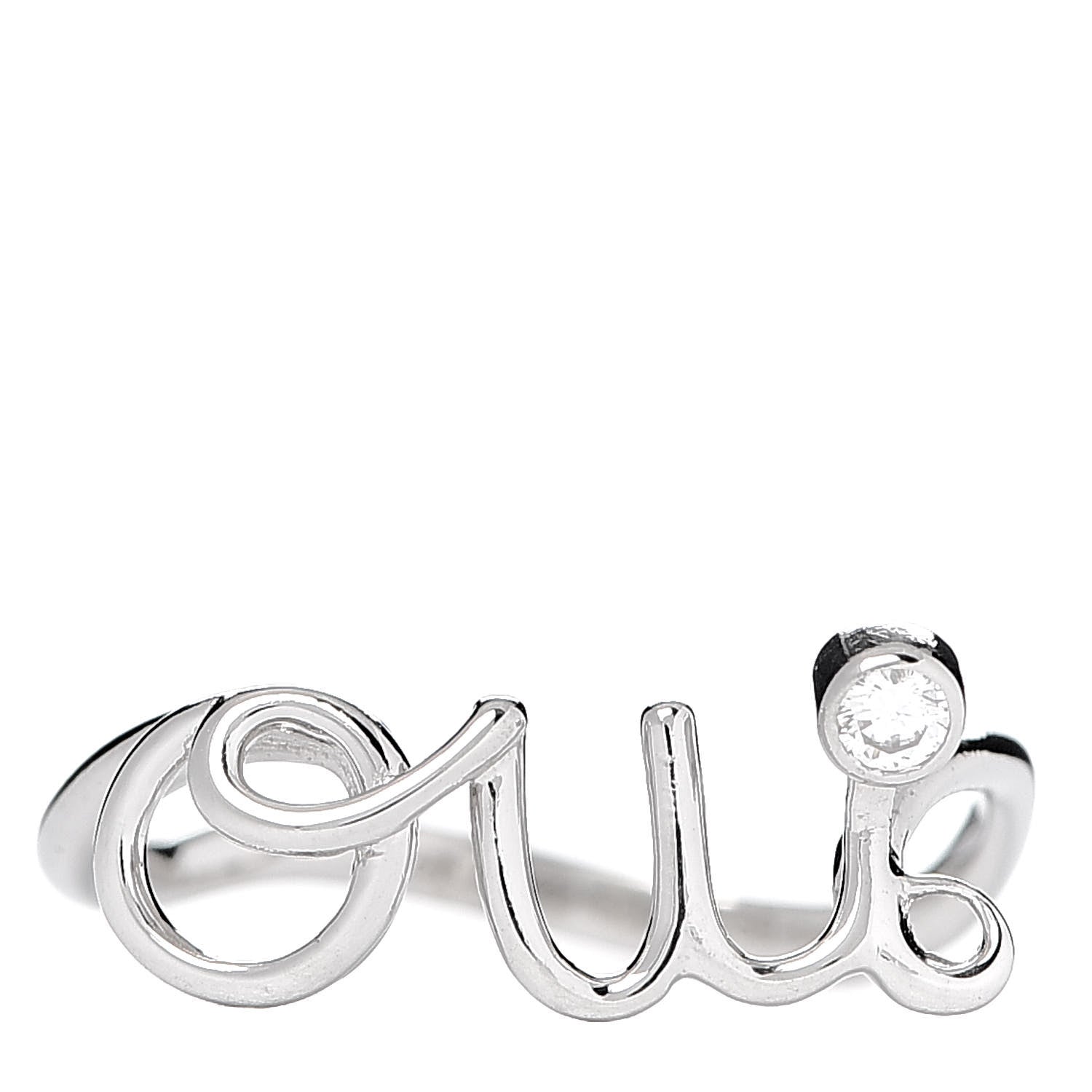 Christian Dior 18K White Gold Diamond Oui Ring 50 5.25 1 of 5