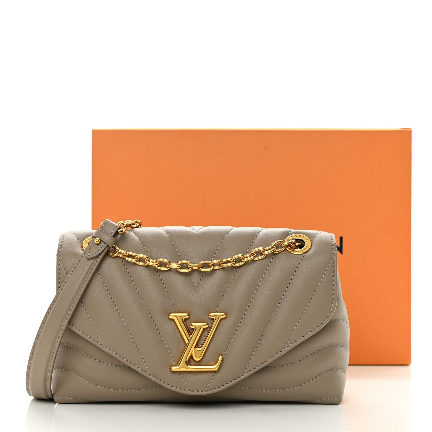 Calfskin LV New Wave Chain Bag Taupe
