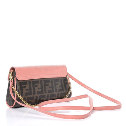 Fendi Zucca Spalmati Vitello Elite Flap Crossbody Bag Tobacco Pesca 3 of 7