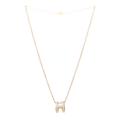 Hermes Lacquered Gold Pop H Pendant Necklace White 2 of 3