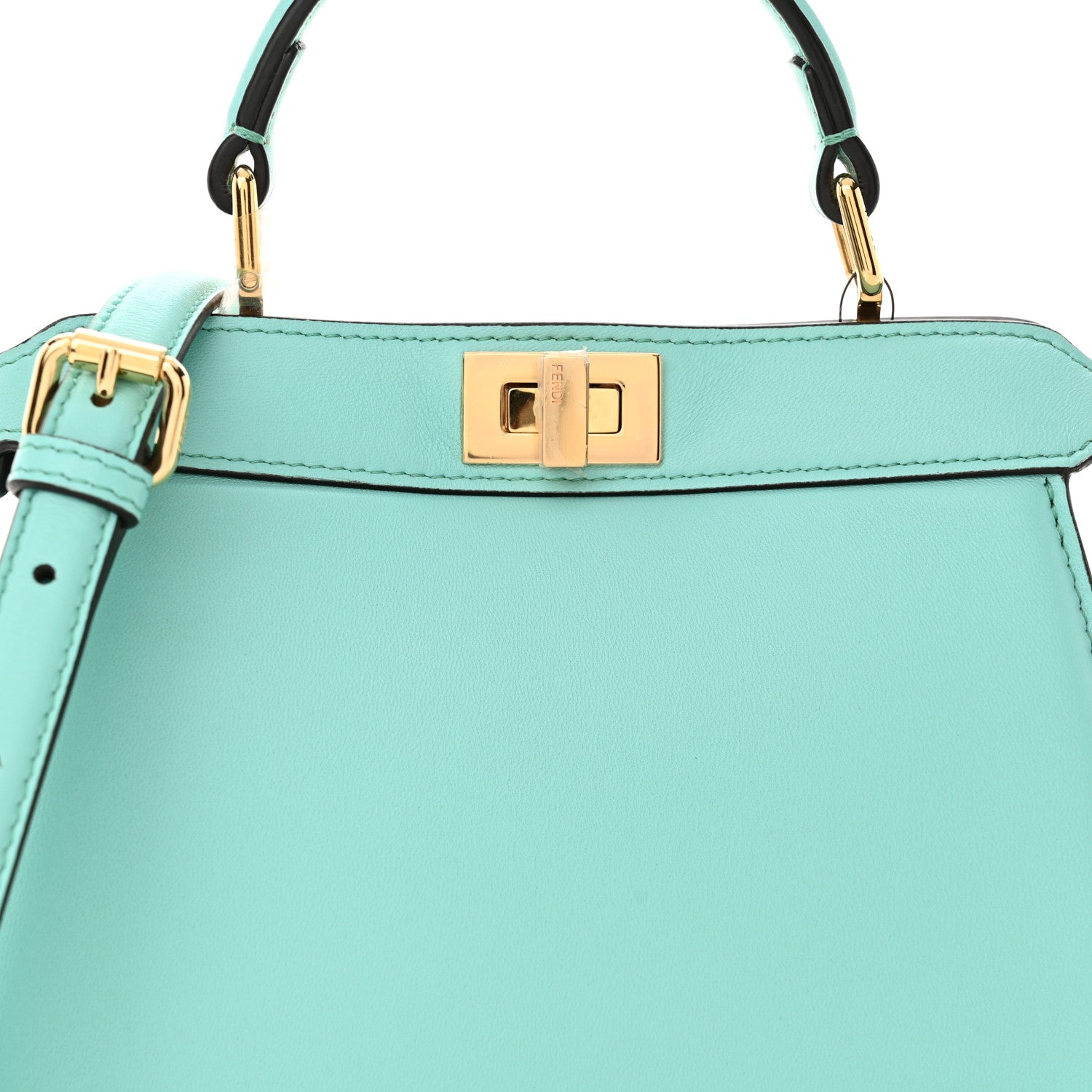 Fendi Shiny Nappa Petite Peekaboo I SEE U Satchel Spring Turquoise 9 of 11
