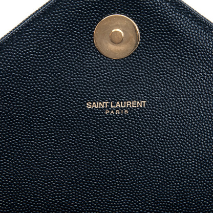 Saint Laurent Grain De Poudre Matelasse Chevron Large Monogram Satchel Navy Blue 6 of 8