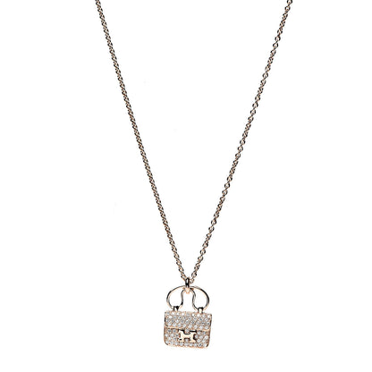 Hermes 18K Rose Gold Diamond Constance Amulette Pendant Necklace 1 of 4