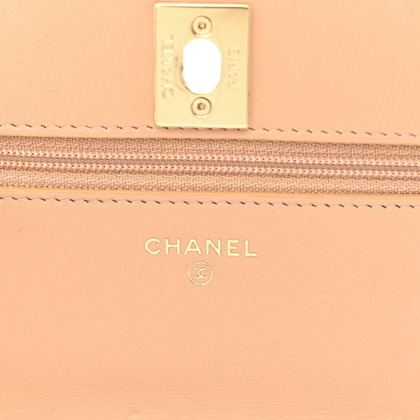 Lambskin Quilted Trendy CC Wallet On Chain WOC Beige