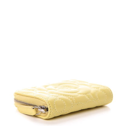 Chanel Lambskin Camellia Embossed Zip Coin Purse Yellow 4 of 8