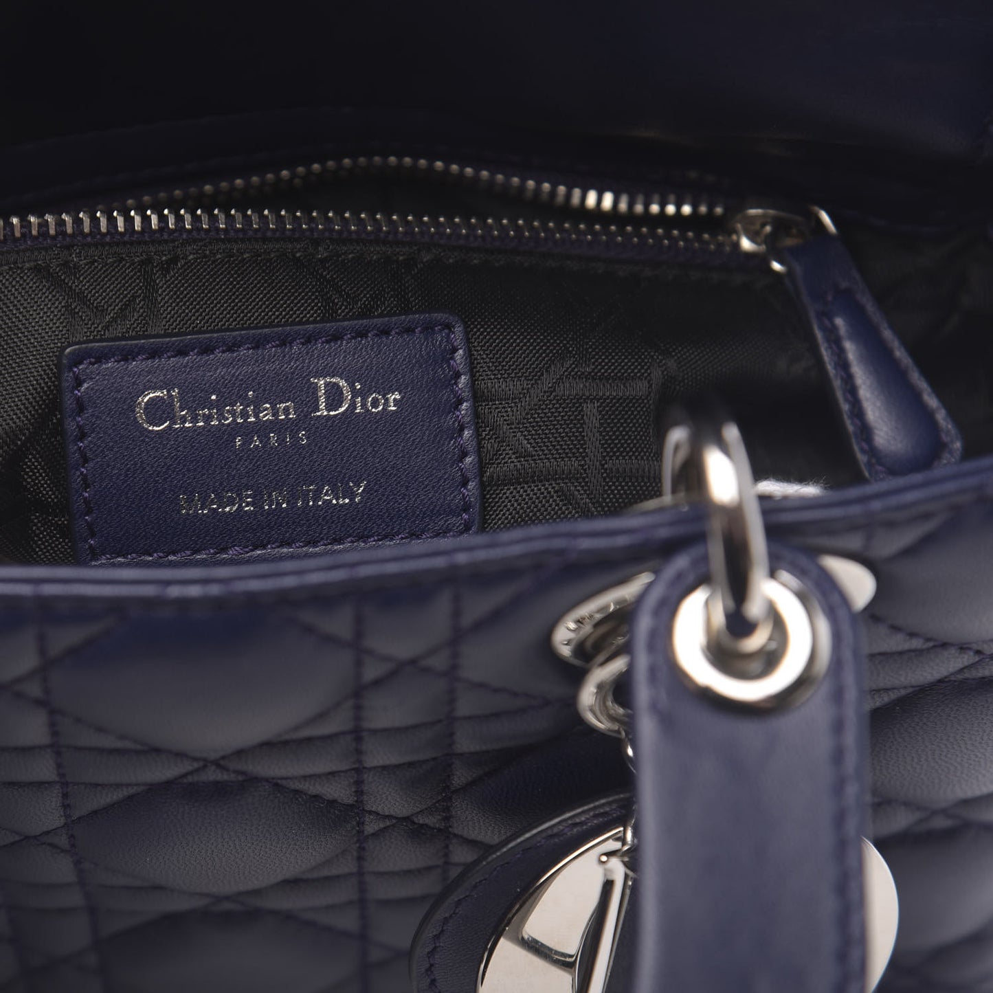 Lambskin Cannage Small Lucky Badges My Lady Dior Navy