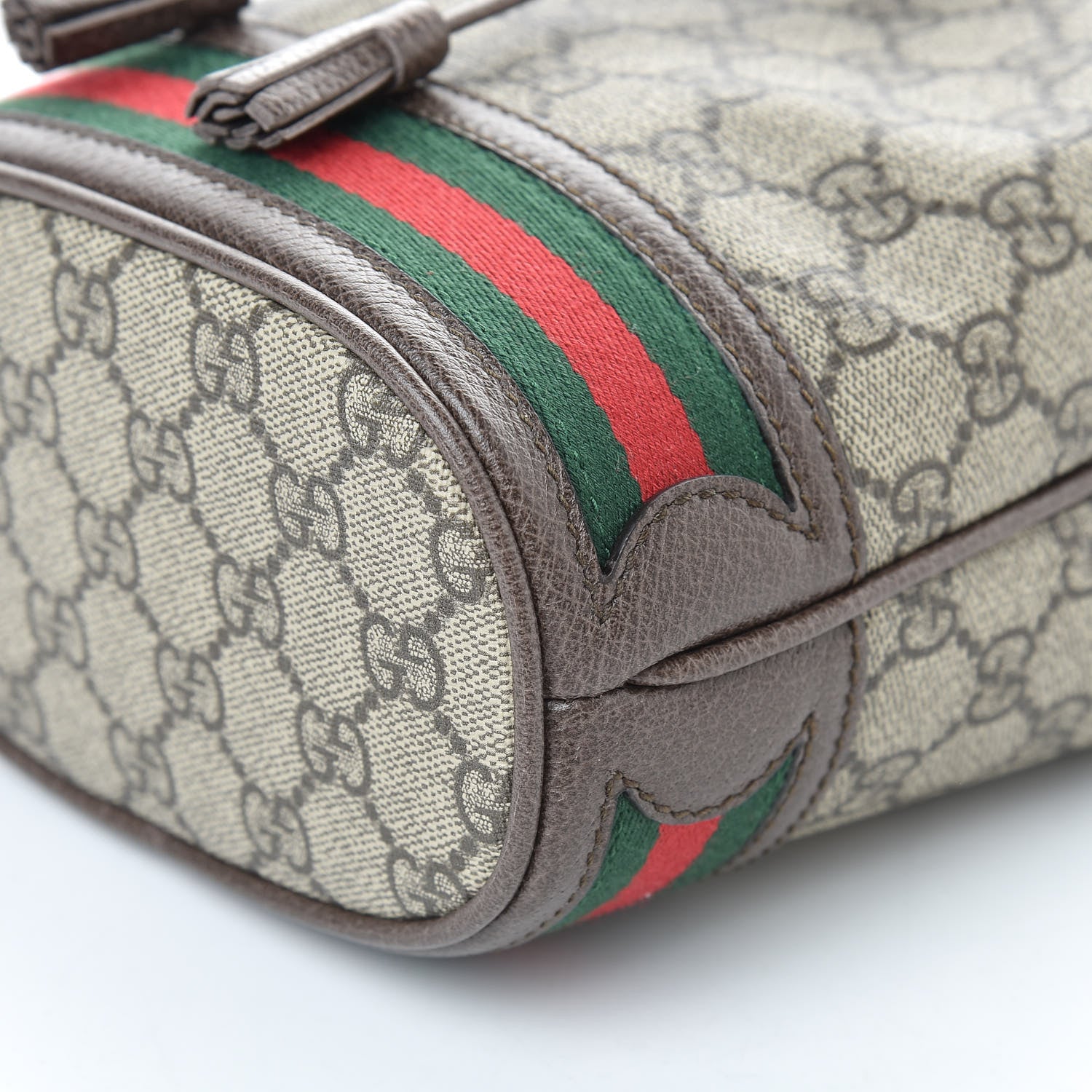Gucci GG Supreme Monogram Web Mini Ophidia Bucket Bag Brown 10 of 10