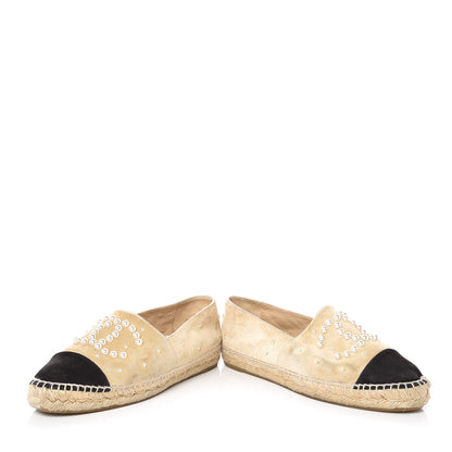 Chanel Suede Pearl CC Espadrilles 39 Beige 6 of 16