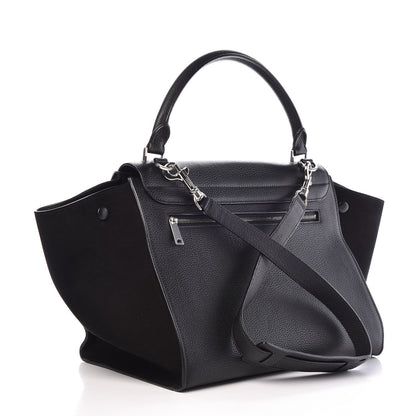 Celine Drummed Calfskin Suede Medium Trapeze Black 3 of 6