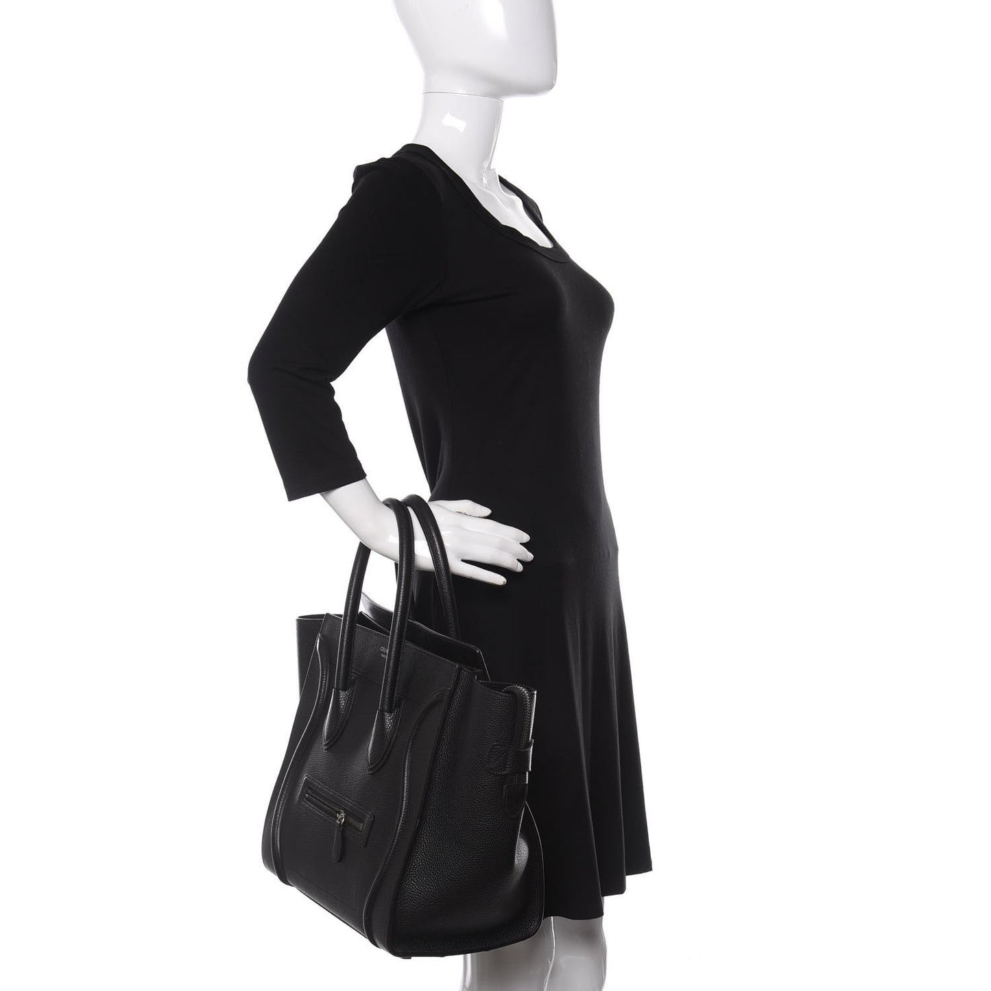 Drummed Calfskin Mini Luggage Black