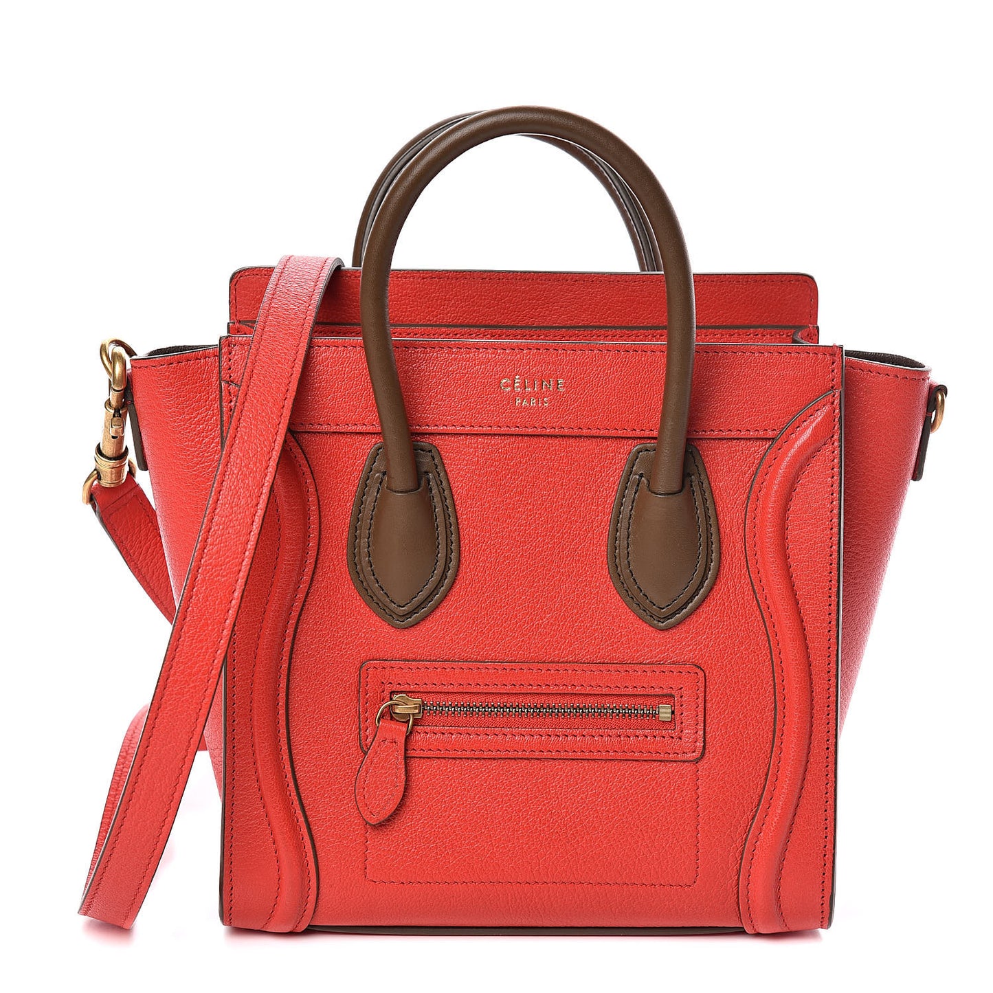 Goatskin Nano Tri-Color Luggage Red