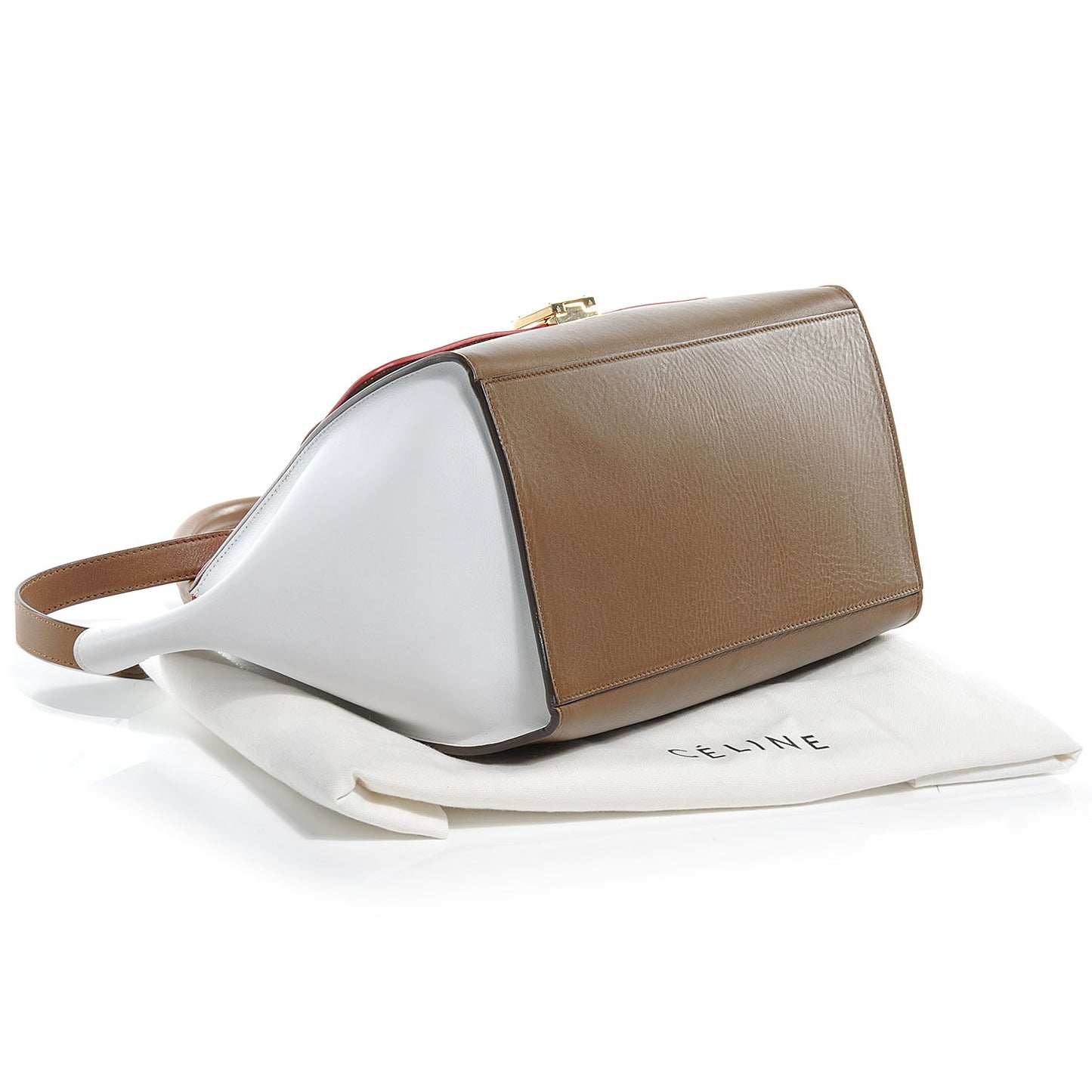 Calfskin and Suede Small Trapeze Tri-Color Vermillion