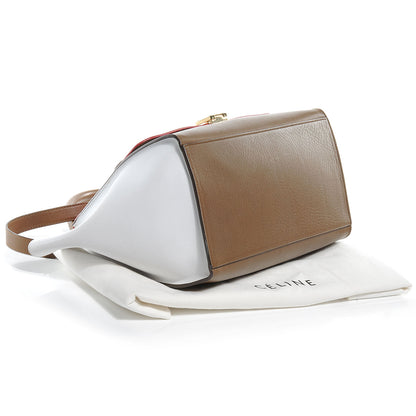 Celine Calfskin and Suede Small Trapeze Tri-Color Vermillion 4 of 7