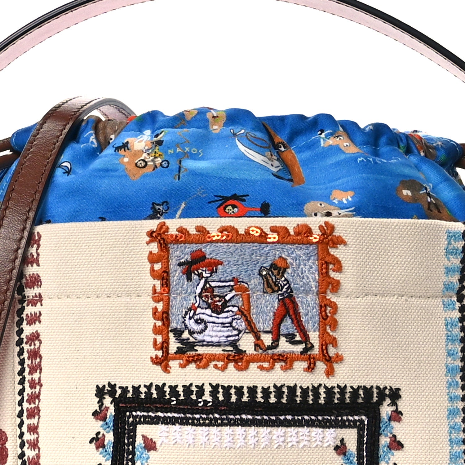 Christian Louboutin Frise Broderie Calfskin Mini Greekaba Tote Biscotto Multicolor 8 of 10