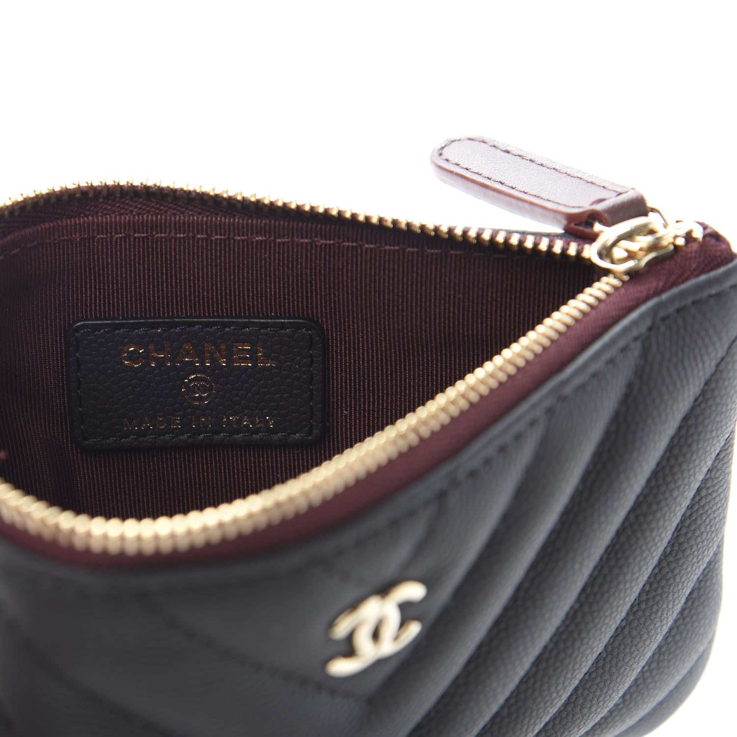 Chanel Caviar Chevron Quilted Small Cosmetic Case Black 6 of 9
