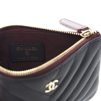 Chanel Caviar Chevron Quilted Small Cosmetic Case Black 6 of 9