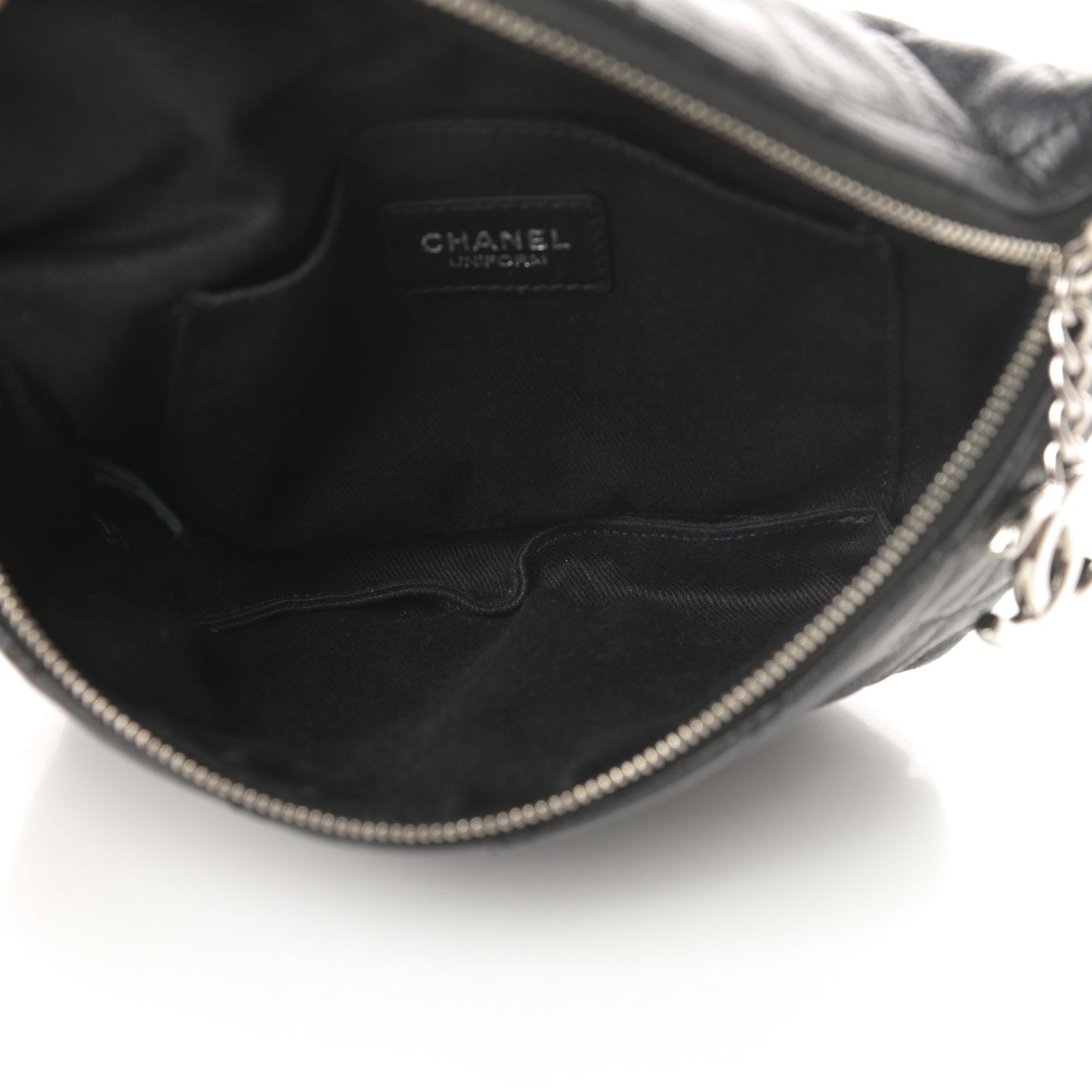 Grained Calfskin Quilted Waist Belt Bag Black