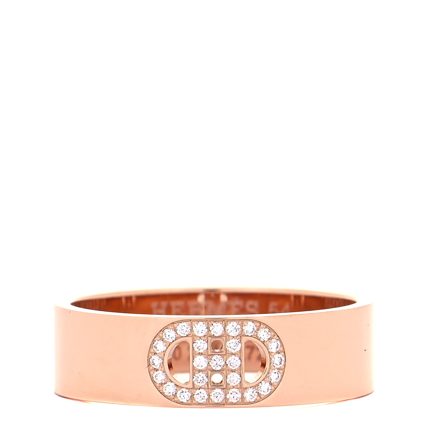 Hermes 18K Rose Gold Diamond PM H D'Ancre Ring 54 6.75 1 of 6