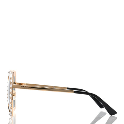 Gucci Metal Acetate Crystal Oversize GG0115S Sunglasses Gold 3 of 9