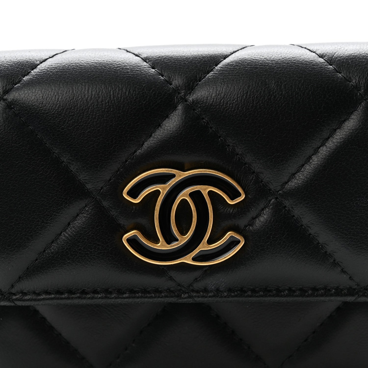 Chanel Lambskin Enamel Quilted Pending CC Flap Belt Bag Black 9 of 11