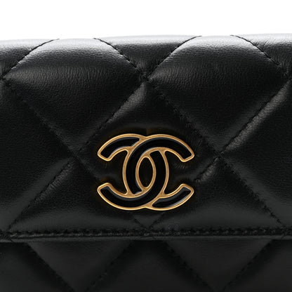 Chanel Lambskin Enamel Quilted Pending CC Flap Belt Bag Black 9 of 11