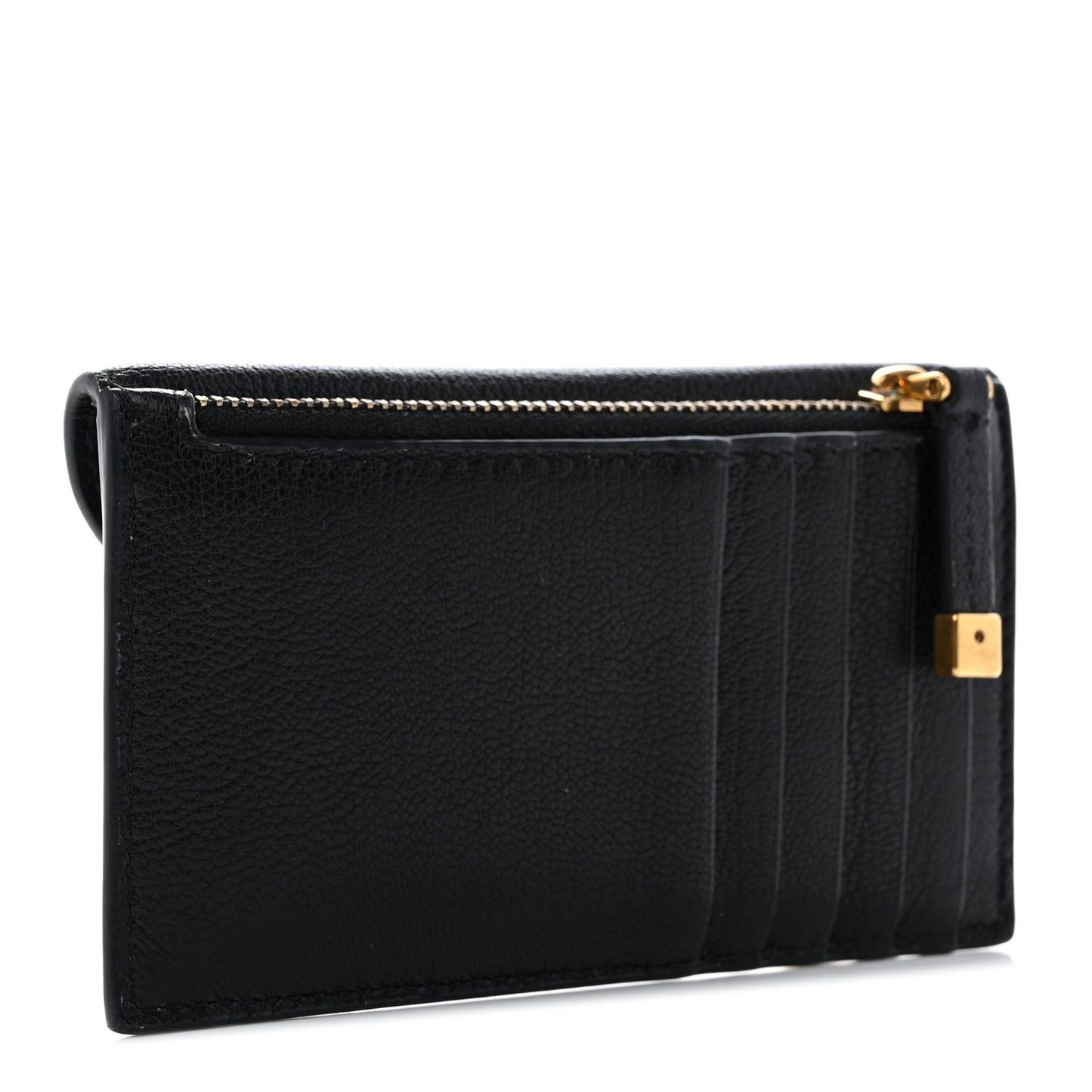 Goatskin Saddle Cosmos Zipped Card Holder Black