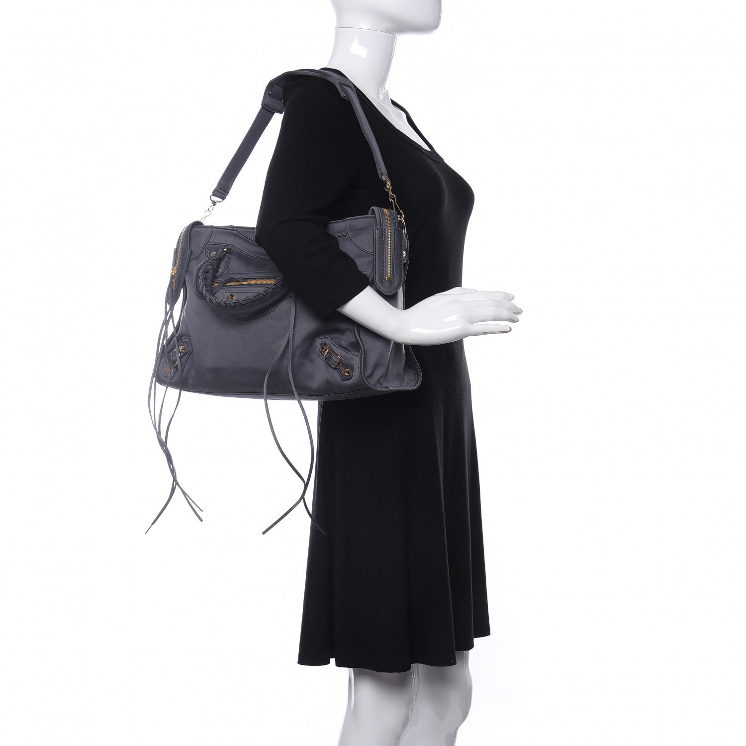 Balenciaga Satin Classic Gold Hardware City Gris Ardoise 2 of 11