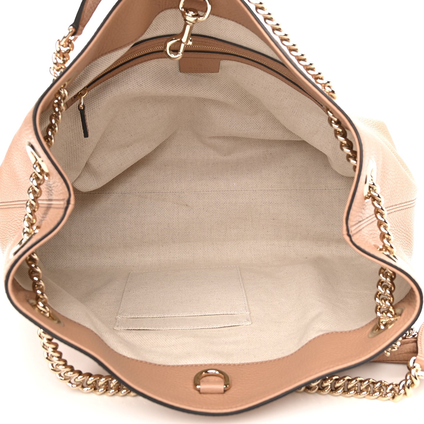 Pebbled Calfskin Medium Soho Chain Shoulder Bag Camelia