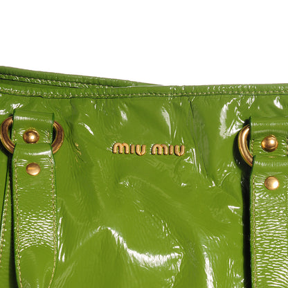Miu Miu Vernice Shopping Tote Green 4 of 8