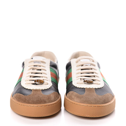 Gucci Calfskin Suede Web Mens G74 Sneakers 9.5 Ardesia Black New Mystic White 2 of 9