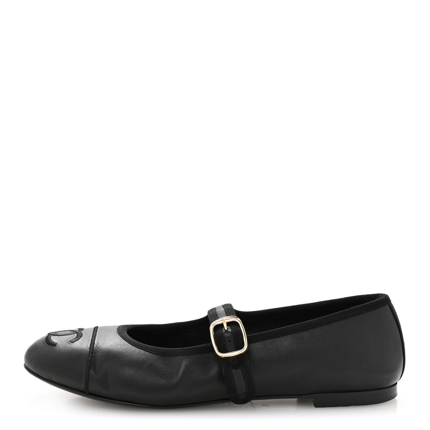 Lambskin Mary Jane Flats 36 Black