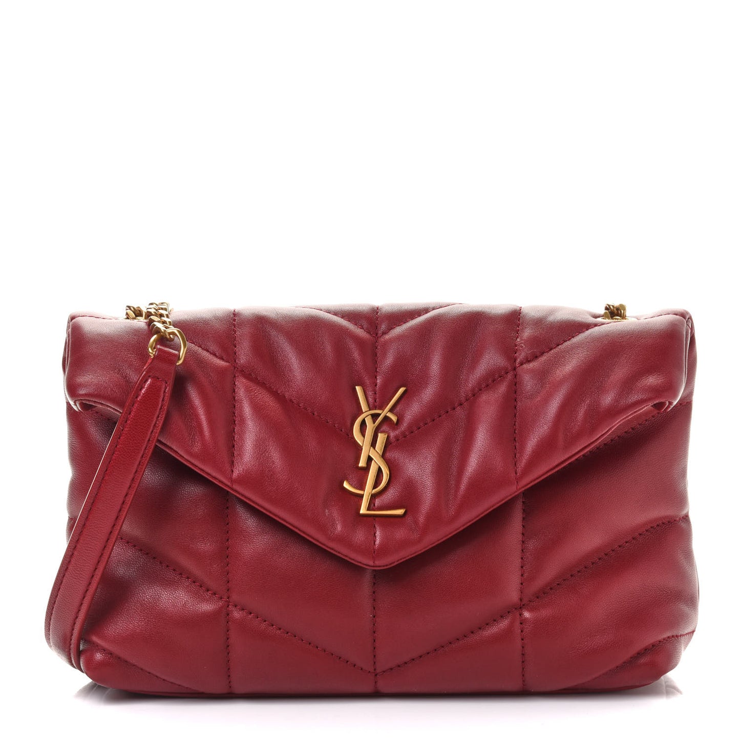 Lambskin Quilted Toy Loulou Puffer Monogram Chain Satchel Red
