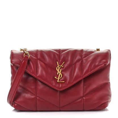 Saint Laurent Lambskin Quilted Toy Loulou Puffer Monogram Chain Satchel Red 1 of 11
