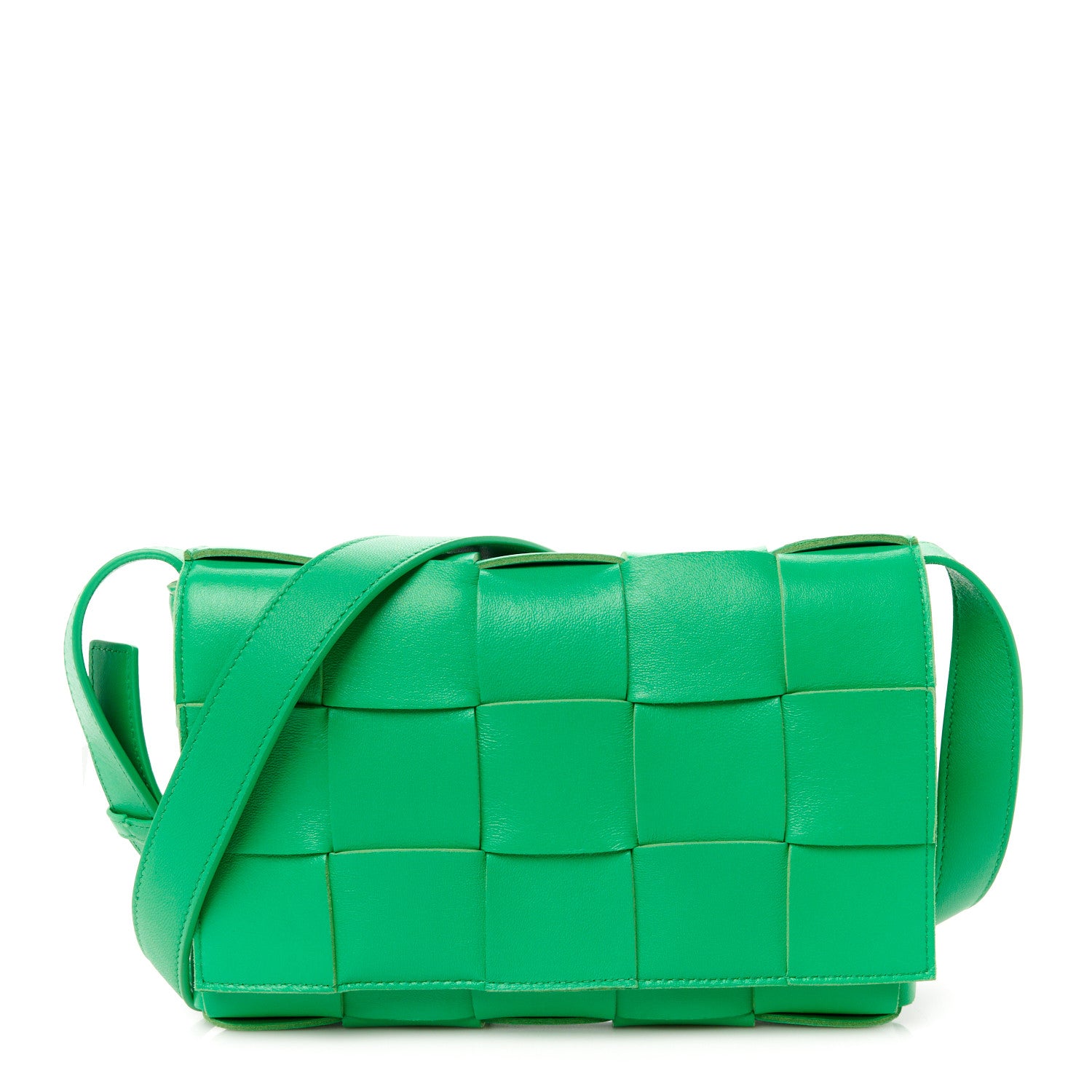 Bottega Veneta Lambskin Maxi Intrecciato Cassette Crossbody Bag Grass 1 of 12