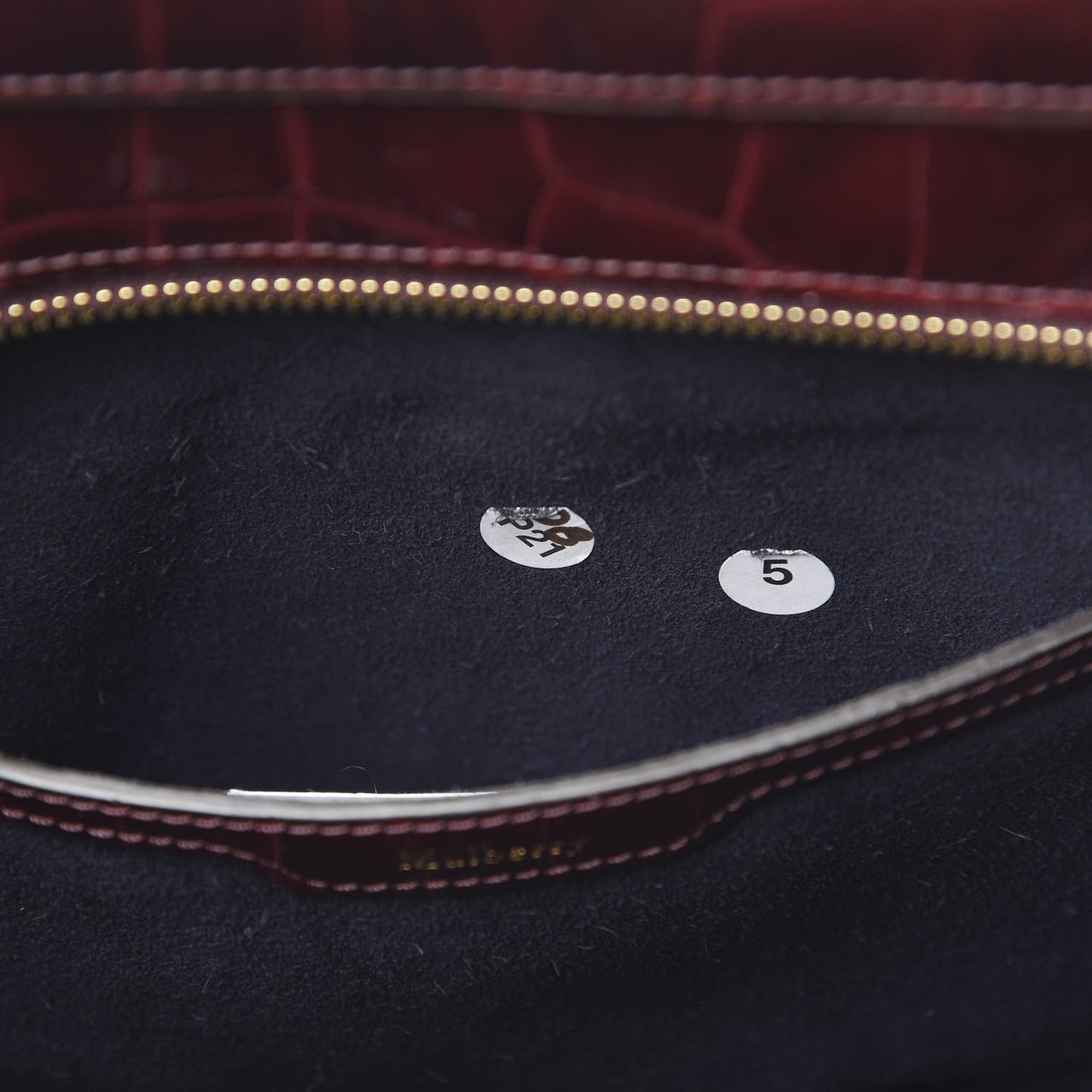 Crocodile Embossed Calfskin Small Zipped Bayswater Oxblood
