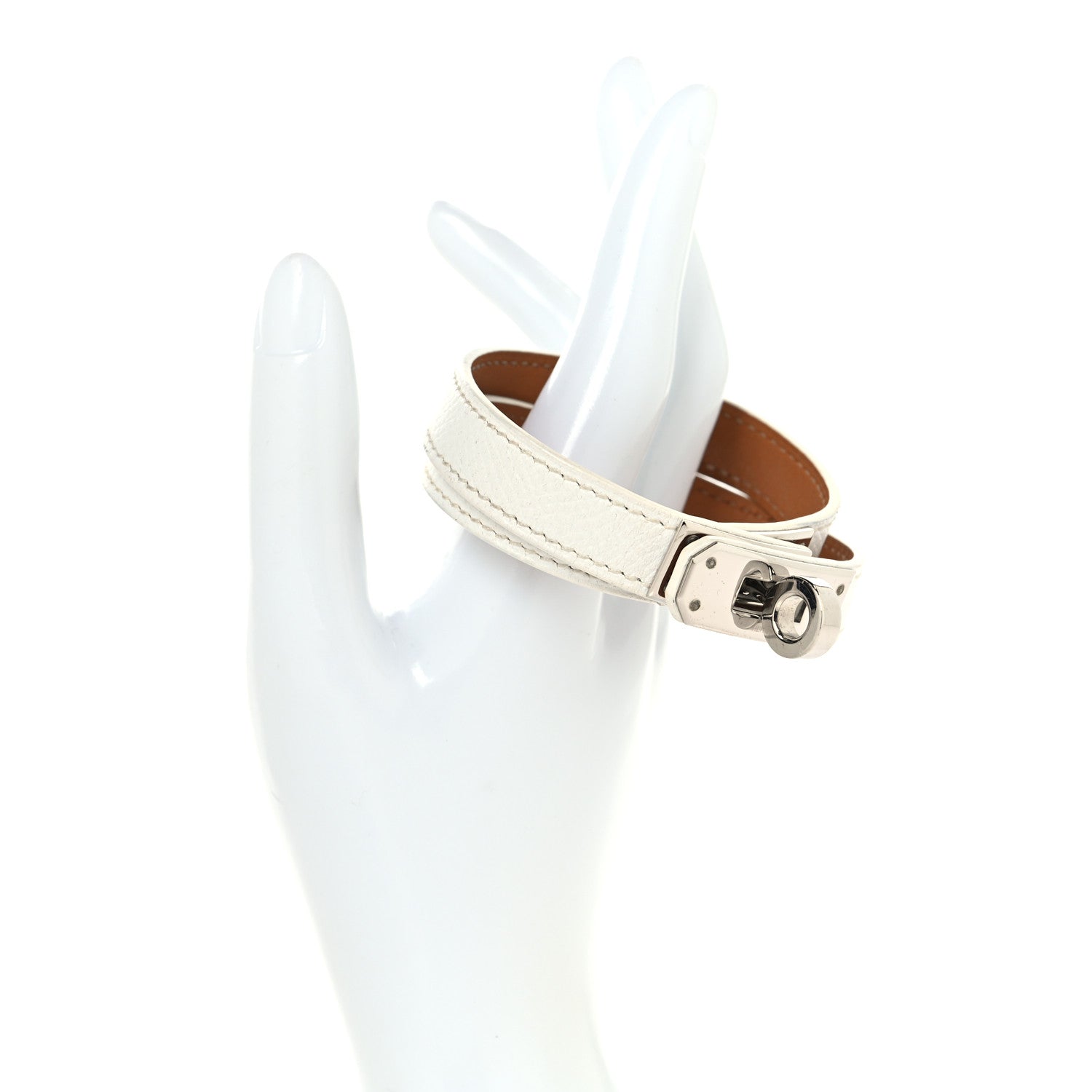 Hermes Epsom Kelly Double Tour Bracelet M White 2 of 7