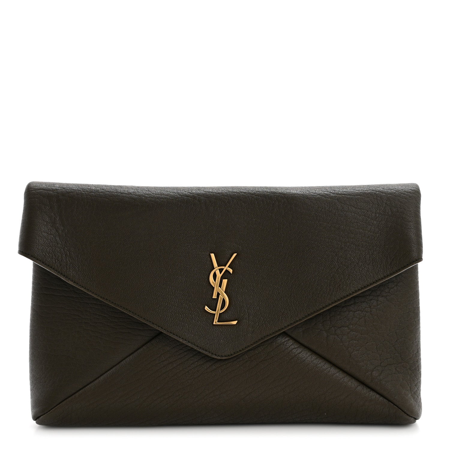 Saint Laurent Lambskin Large Cassandre Envelope Pouch Light Musk 1 of 6