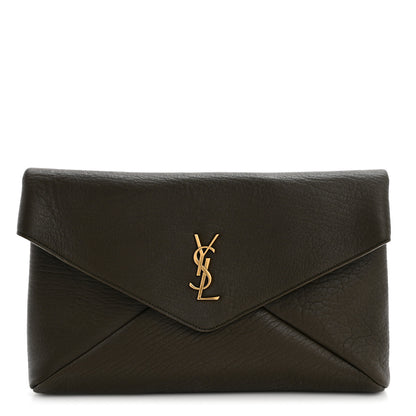Saint Laurent Lambskin Large Cassandre Envelope Pouch Light Musk 1 of 6