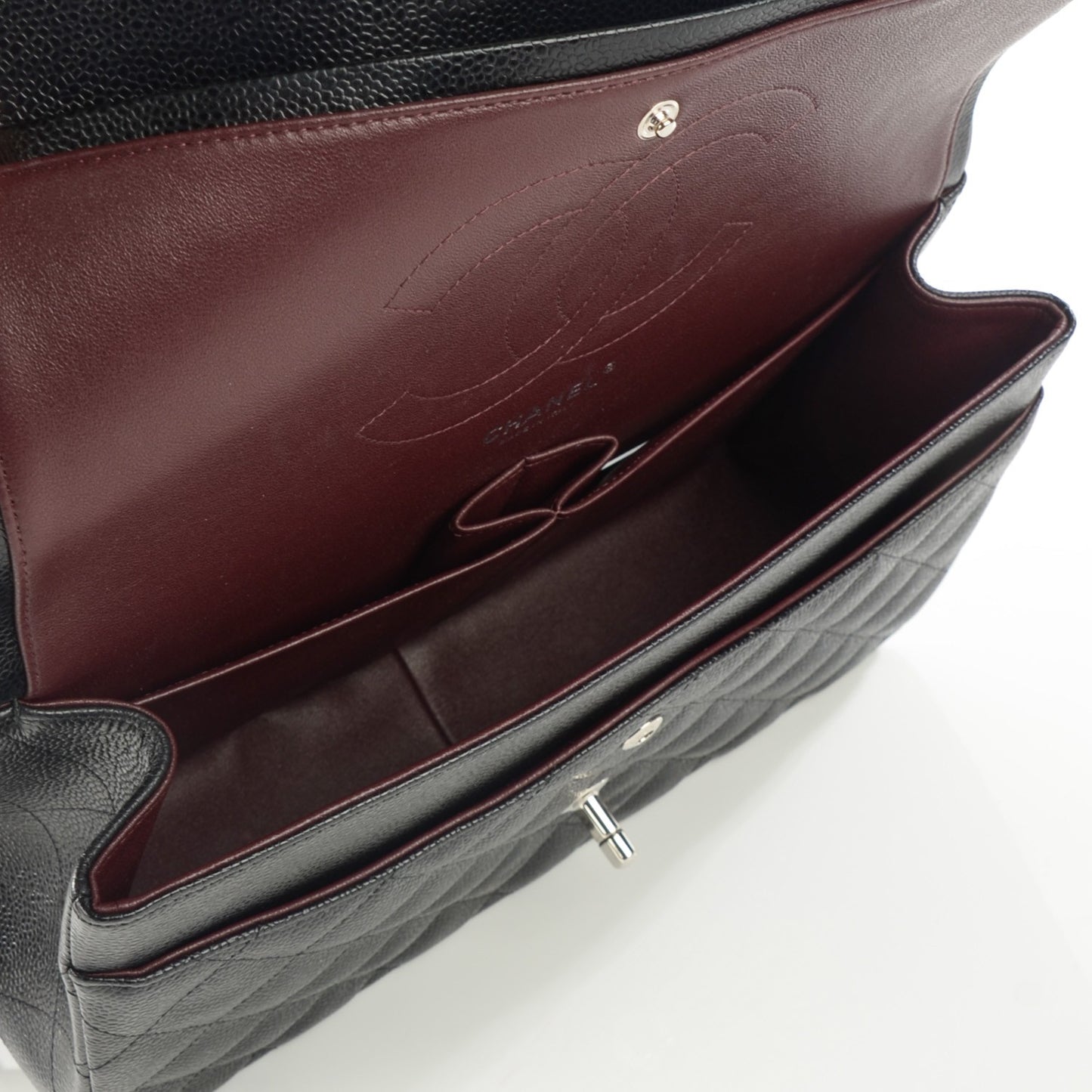 Caviar Quilted Jumbo Double Flap Black