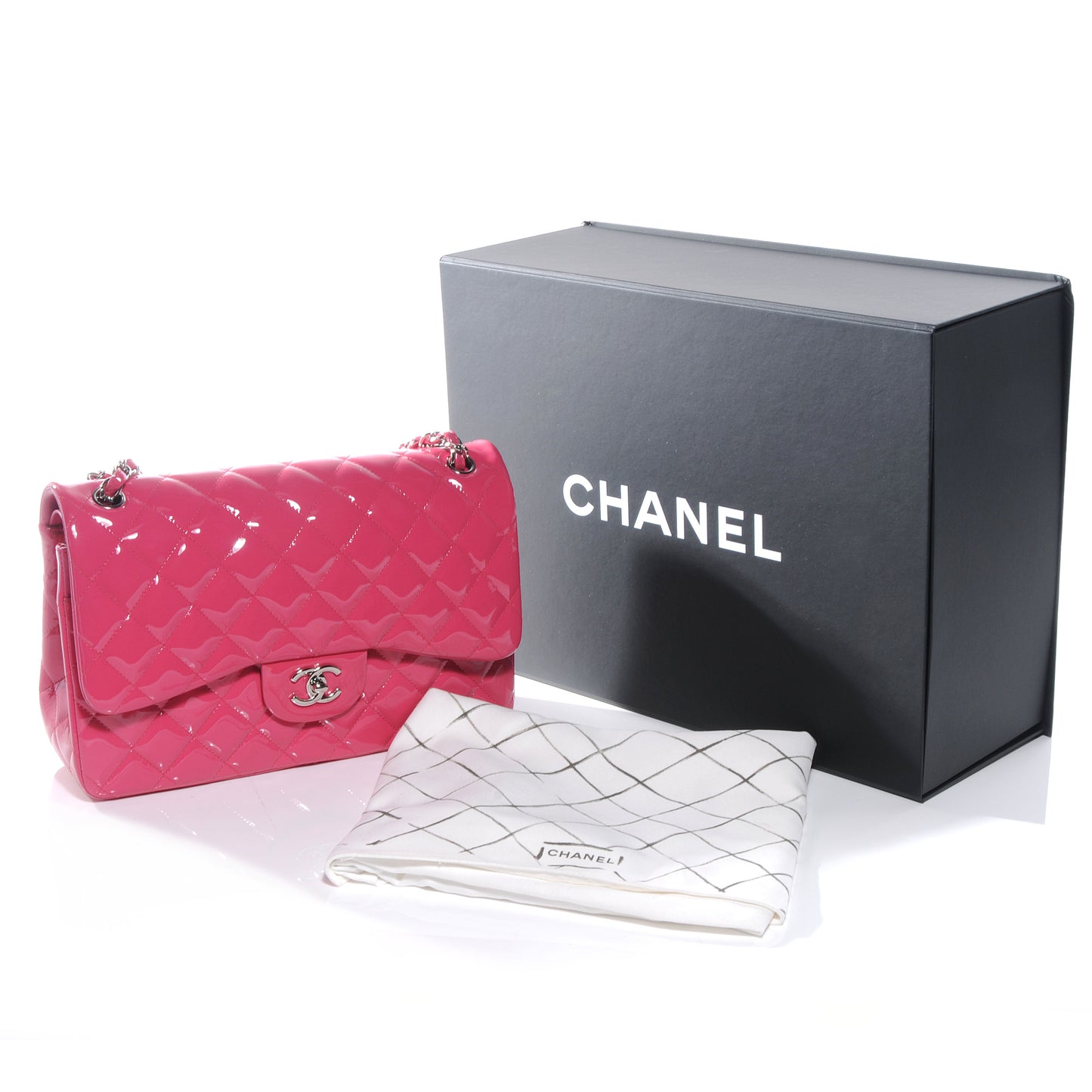 Patent Jumbo Double Flap Fuchsia