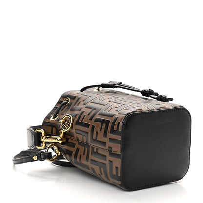 Fendi Vitello Liberty F is Fendi Bi-Color FF 1974 Embossed Mini Mon Tresor Bucket Bag Maya Black 4 of 11