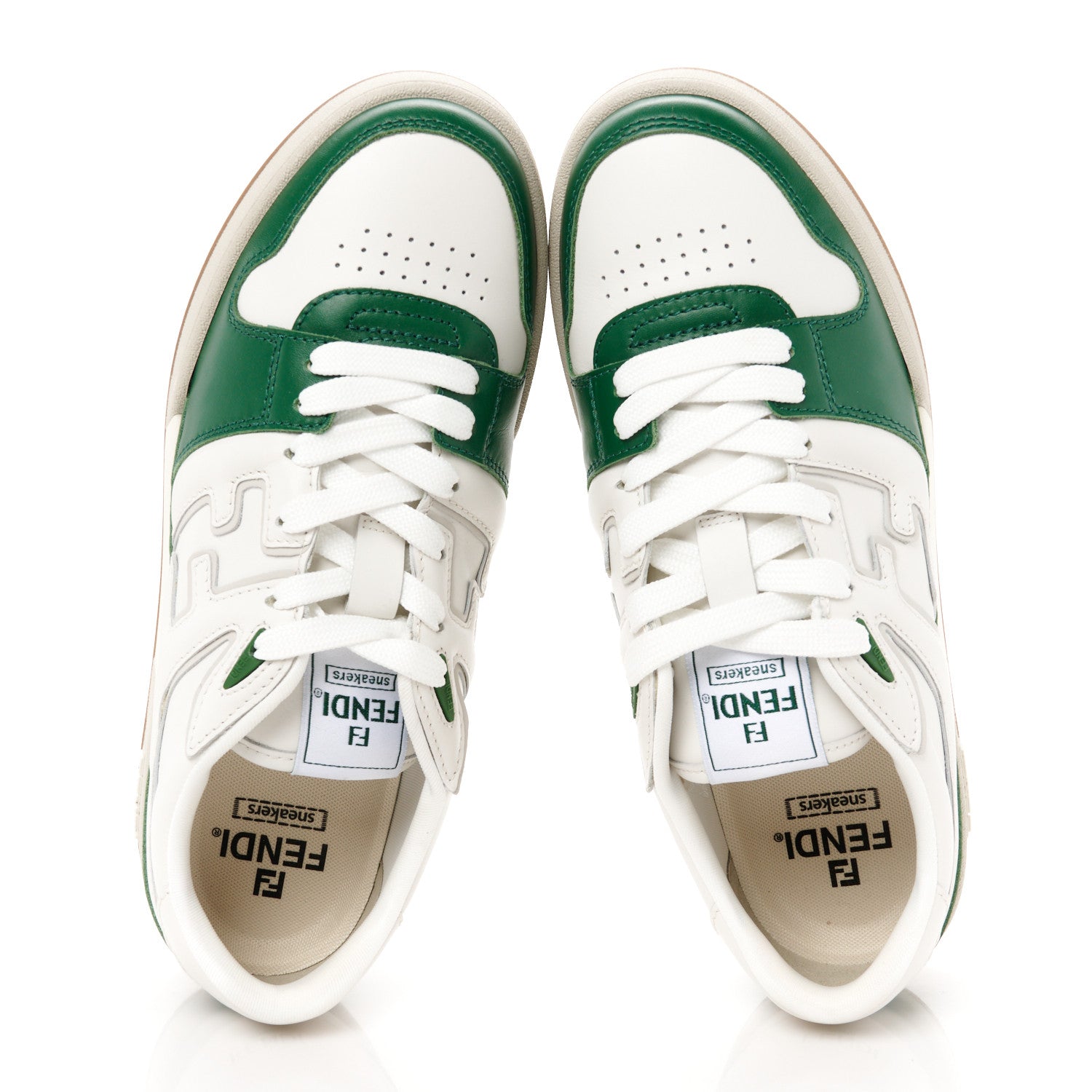 Fendi Vitello Mens Fendi Match Low Top Sneakers 8 White Green 2 of 9