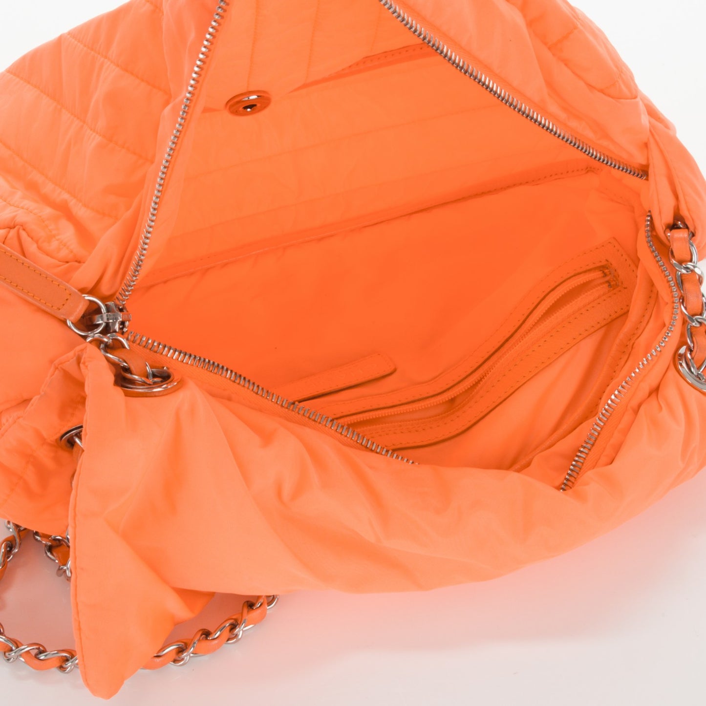Nylon Vertical Quilted Jumbo Flap Orange
