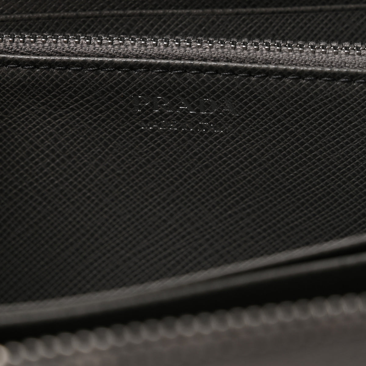 Prada Saffiano Metal Zip Around Wallet Grey 6 of 7