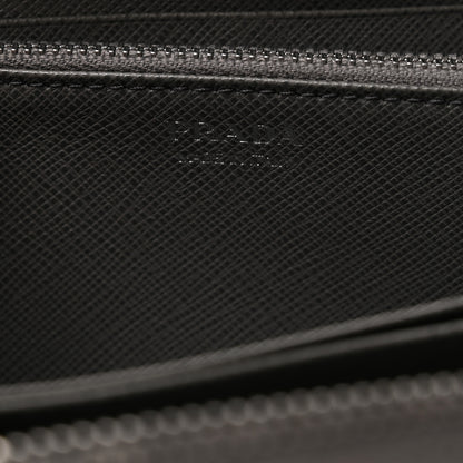 Prada Saffiano Metal Zip Around Wallet Grey 6 of 7