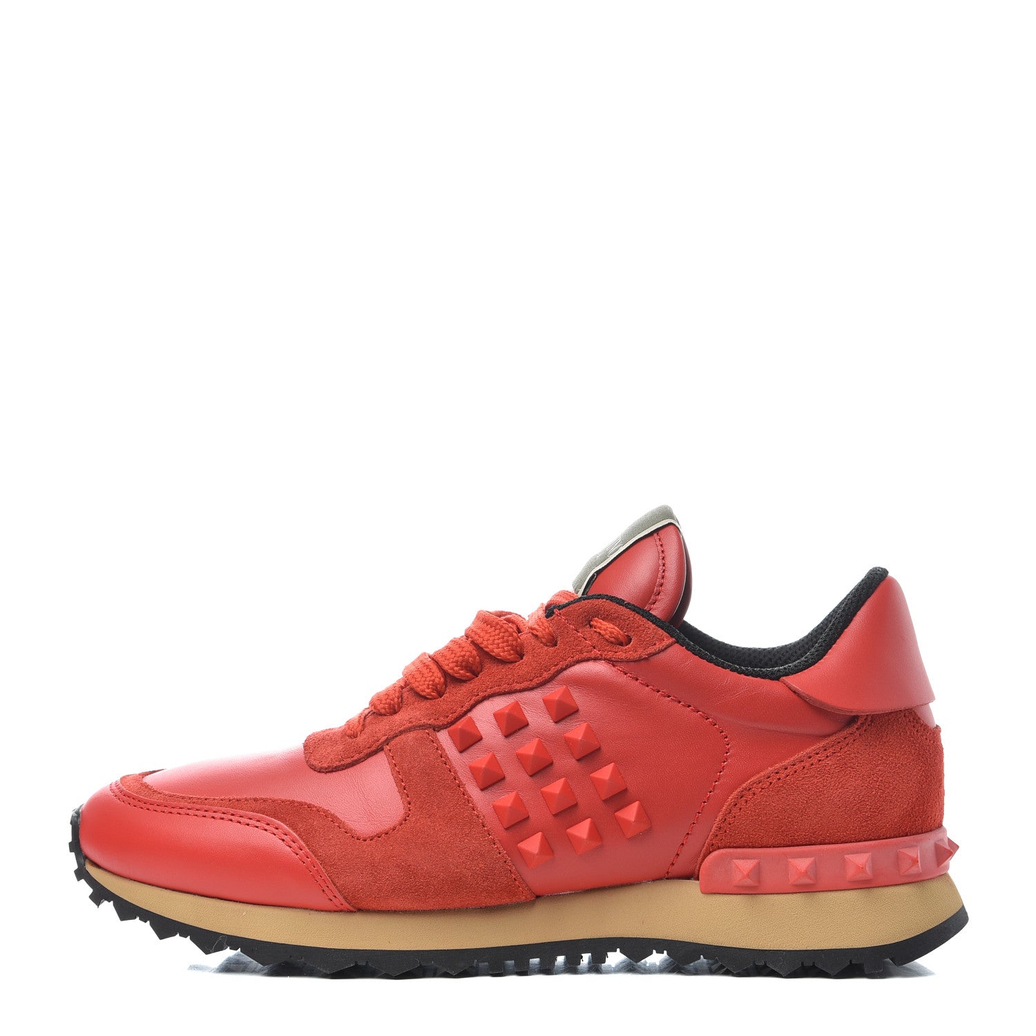 Valentino Garavani Calfskin Suede Rockstud Sneakers 36.5 Deep Orange 1 of 9