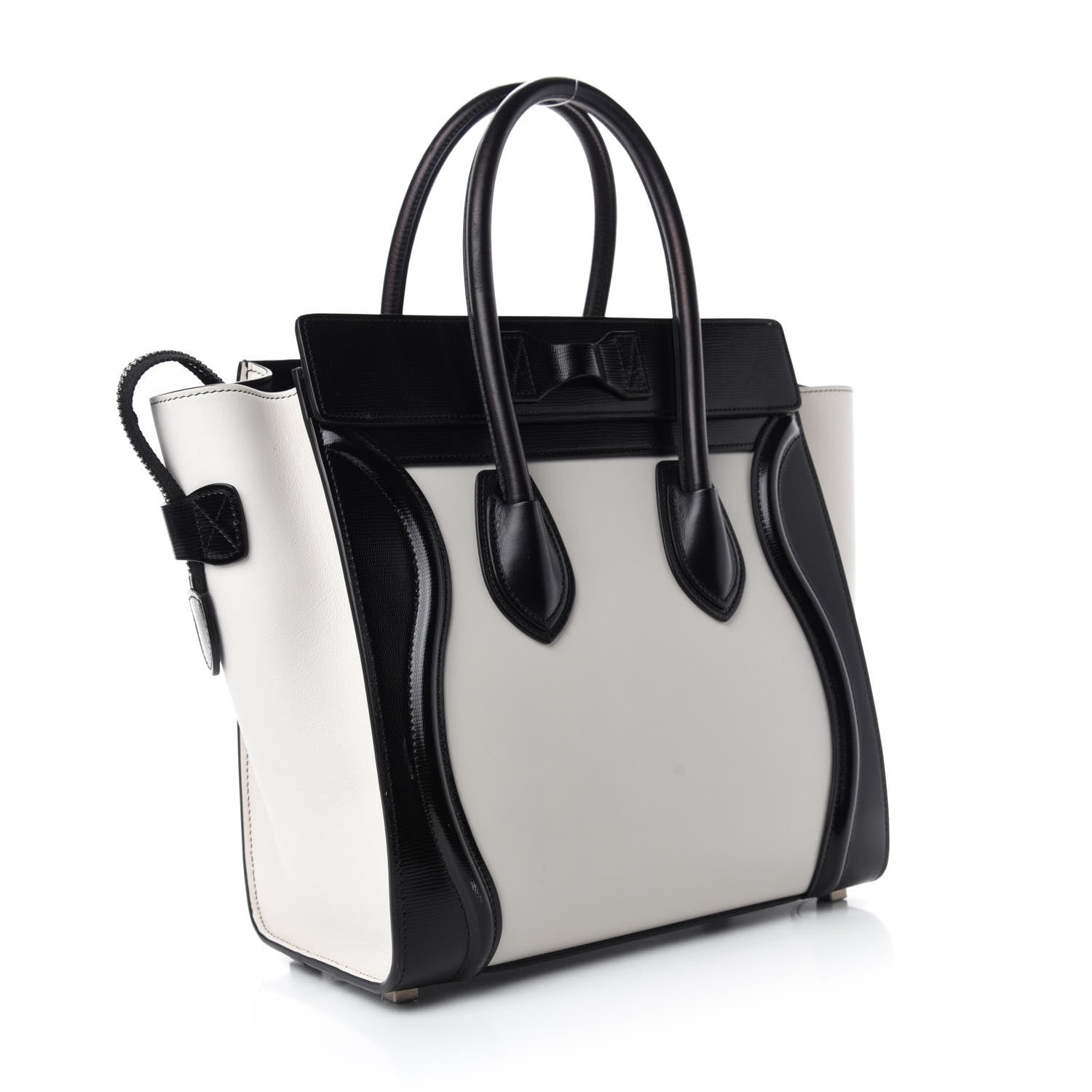 Celine Sleek Calfskin Micro Bi-Color Luggage Black White 3 of 12