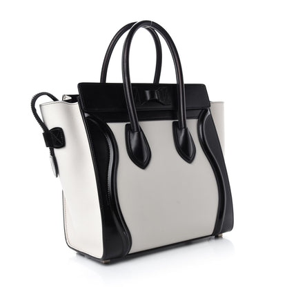 Celine Sleek Calfskin Micro Bi-Color Luggage Black White 3 of 12