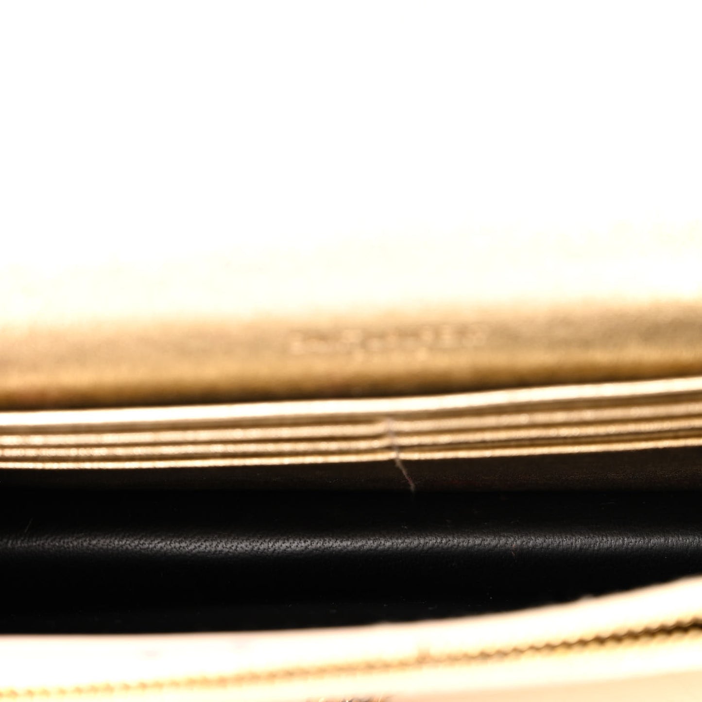 Metallic Calfskin Monogram Envelope Chain Wallet Gold